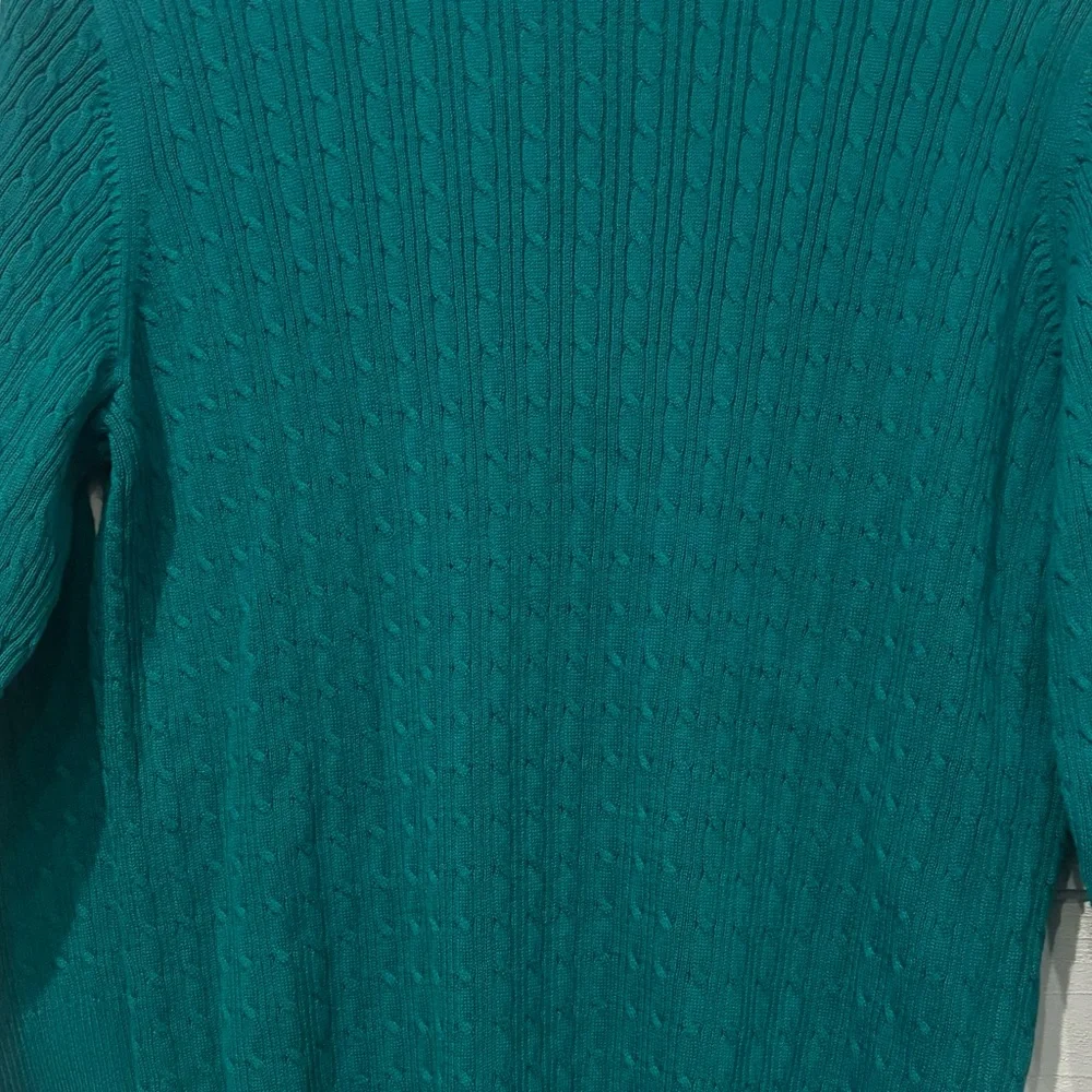 Karen Scott NWT Women's Teal Green Henley 3/4 Sleeve  Sweater in size medium - Picture 7 of 8